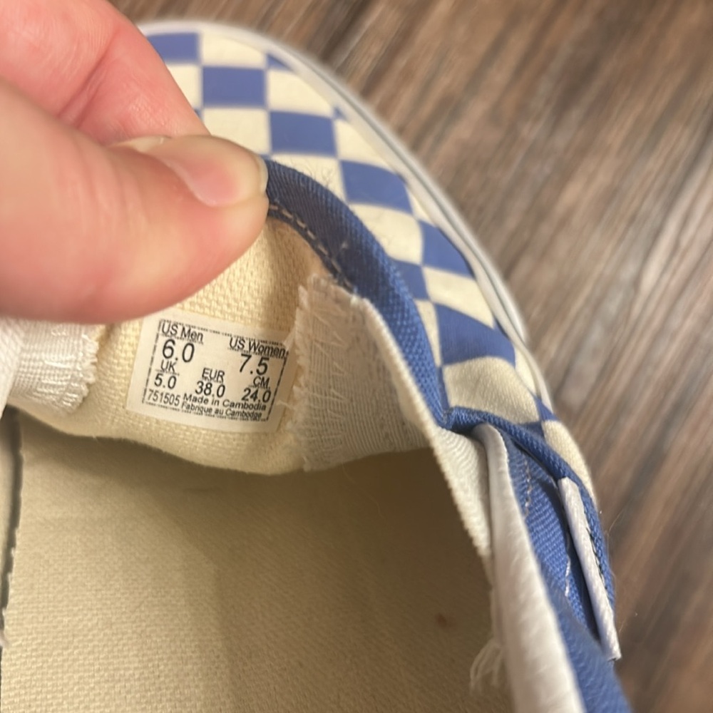 Vans Blue and White Checkered Slip-Ons - Picture 5 of 5